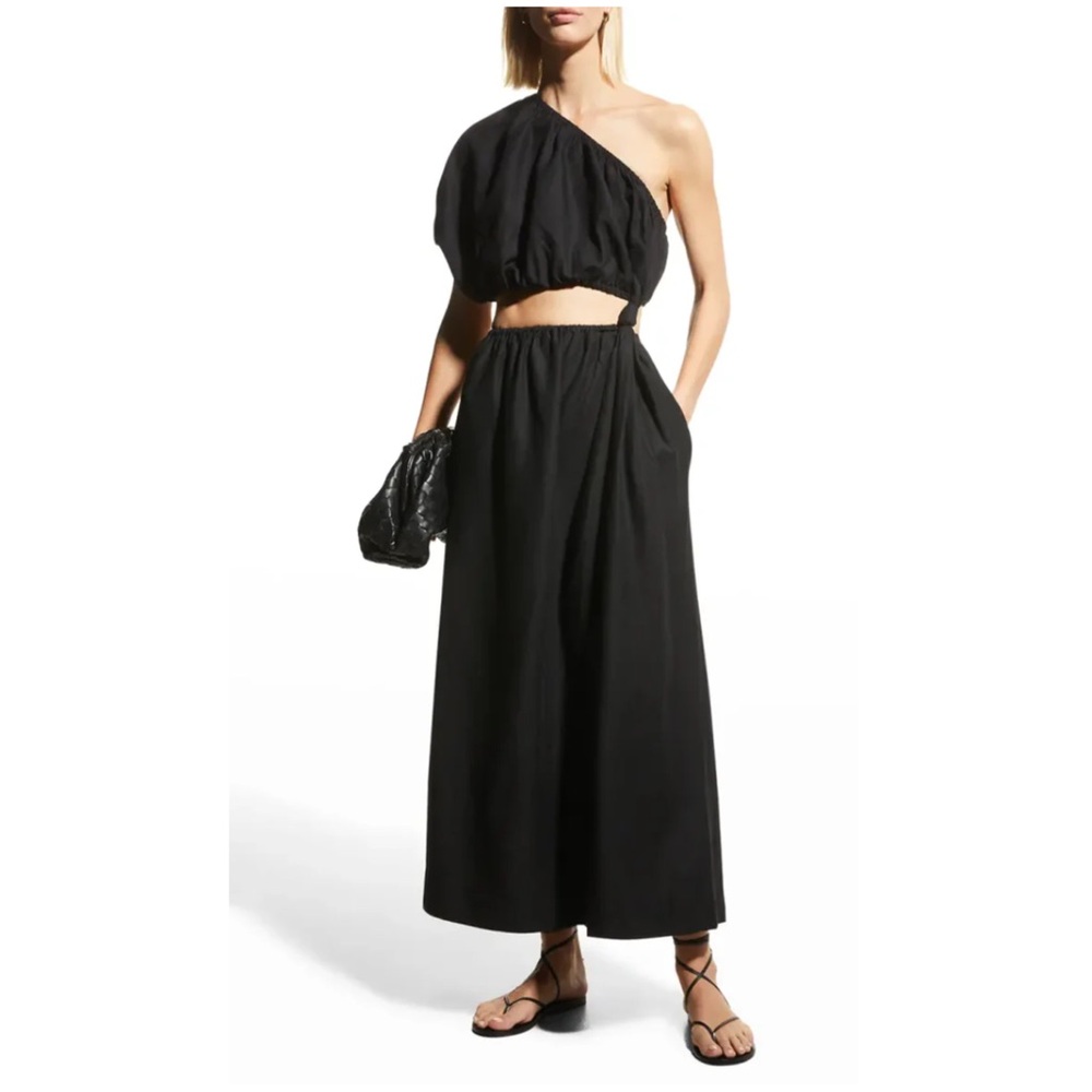 FARM Rio Black Asymmetrical Cut Out Sundress